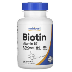 Биотин 5000 мкг, Nutricost Biotin, 150 капсул