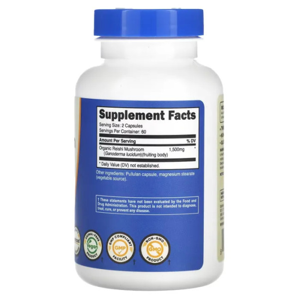 Гриб рейші, Reishi Mushroom, Nutricost, 1500 мг, 120 капсул (750 мг на 1 капсулу)