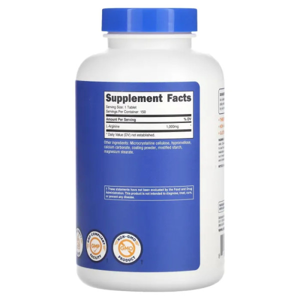 L-аргінін, L-Arginine, Nutricost, 1000 мг, 150 таблеток