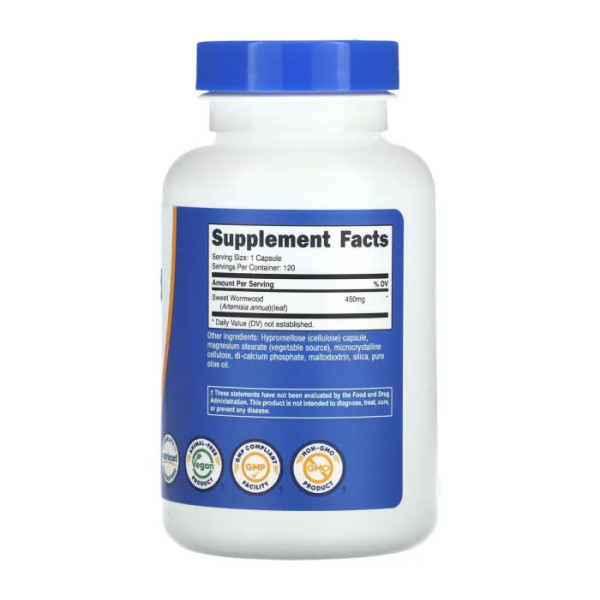 Полин, Wormwood, Nutricost, 450 мг, 120 капсул