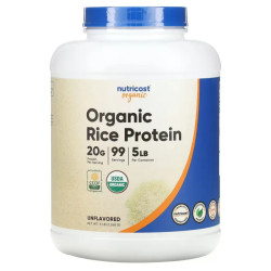 Рисовый протеин, органический, без добавок, Nutricost Organic Rice Protein, 2268 г