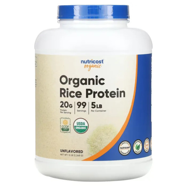 Рисовий протеїн, Organic Rice Protein, Nutricost, органік, без добавок, 2268 г