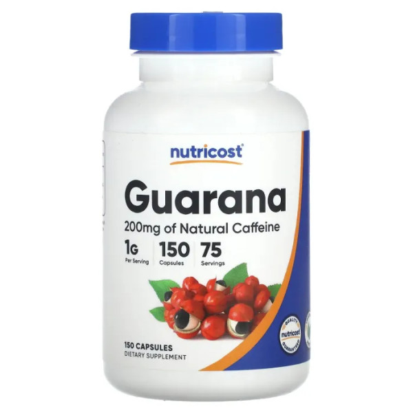 Гуарана, Guarana, Nutricost, 500 мг, 150 капсул
