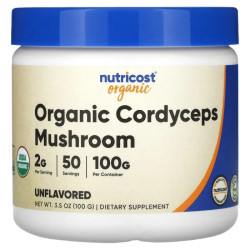 Кордицепс органический, Nutricost Organic Cordyceps, порошок, без вкуса, 100 г