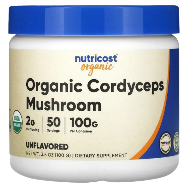 Кордіцепс, Organic Cordyceps, Nutricost, порошок, без смаку, 100 грам