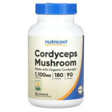 Кордіцепс 1100 мг, Nutricost Cordyceps, 180 капсул (550 мг на капсулу)