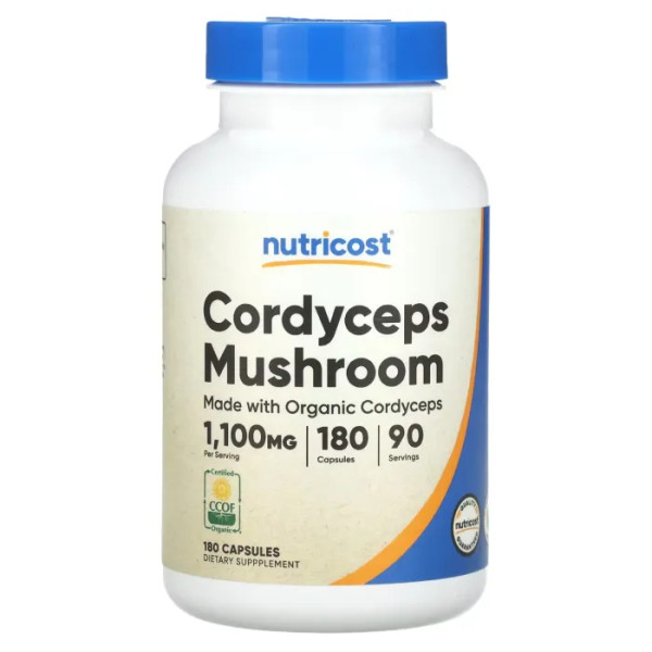 Кордіцепс, Cordyceps, Nutricost, 1100 мг, 180 капсул (550 мг на 1 капсулі)