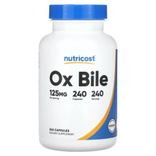 Бычья желчь 125 мг, Nutricost Ox Bile, 240 капсул