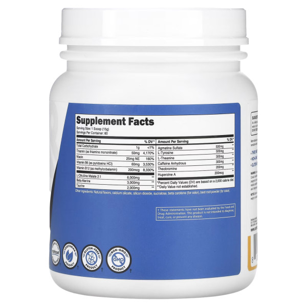 Передтренувальний комплекс, PRE, Pre-Workout Complex, Nutricost, Performance, персик та манго, 900 г