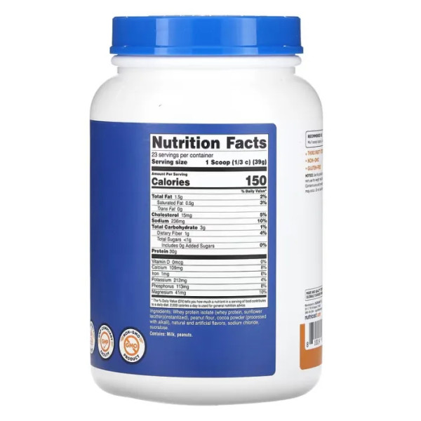 Сироватковий протеїн, ізолят, Whey Protein Isolate, Nutricost, порошок, зі смаком шоколаду, 907 г