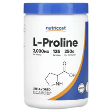 L-пролин, L-Proline Nutricost, порошок, без ароматизаторов, 250 г