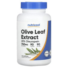 Екстракт листя оливи 750 мг, Nutricost Olive Leaf Extract, 90 капсул
