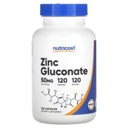 Цинк глюконат 50 мг, Nutricost Zinc Gluconate, 120 капсул