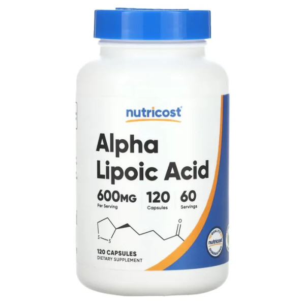 Альфа-ліпоєва кислота, Alpha Lipoic Acid, Nutricost, 600 мг, 120 капсул (300 мг на 1 капсулу)