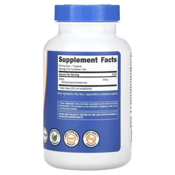 ДГЕА (дегідроепіандростерон), DHEA, Nutricost, 25 мг, 240 капсул