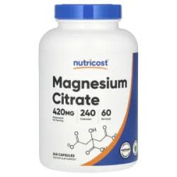 Магний цитрат 420 мг, Nutricost Magnesium Citrate, 240 капсул 105 мг в капсуле