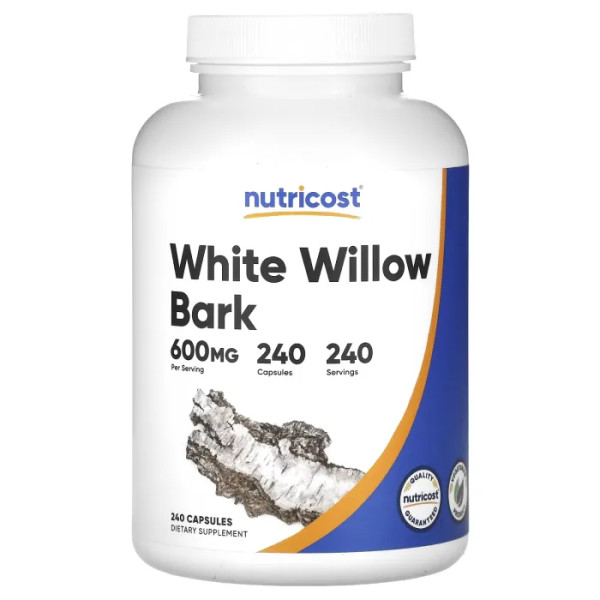Кора білої верби, White Willow Bark, Nutricost, 600 мг, 240 капсул