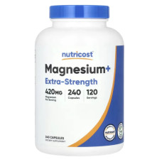 Магній 420 мг, Nutricost Magnesium+, підвищена сила, 240 капсул, 210 мг на капсулу
