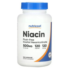Ніацин Flush-Free 500 мг, Nutricost Niacin Flush-Free, 120 капсул