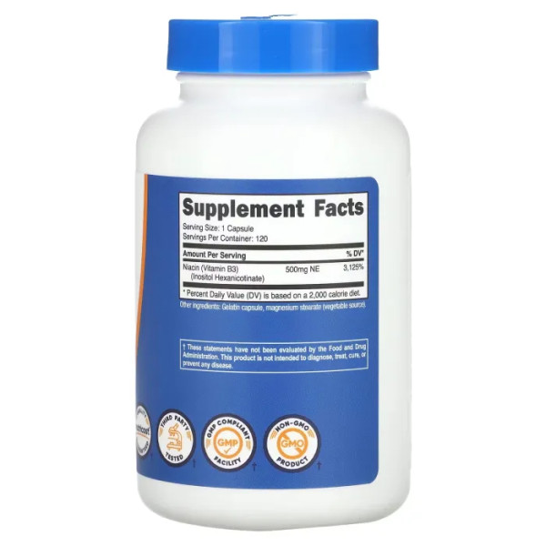 Ніацин, Niacin, Flush-Free, Nutricost, що не викликає припливів, 500 мг, 120 капсул