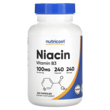 Ніацин 100 мг, Nutricost Niacin, 240 капсул