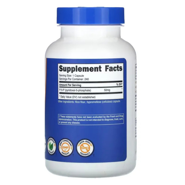 Піридоксаль-5-фосфат, P-5-P, Nutricost, 100 мг, 240 капсул