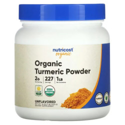 Куркума органічна порошок, Organic Turmeric Powder Nutricost, без добавок, 454 г