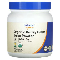 Сік ячмінної трави порошок органік, Nutricost Green Organic Barely Grass Juice Powder, без добавок 454 г