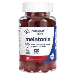 Мелатонін 1 мг, жувальні для дітей віком від 4 років, Nutricost Melatonin, 120 жувальних таблеток