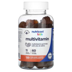 Мультивитамины для детей от 4 лет, вкус ягодное ассорти, Nutricost Kids Multivitamin, 120 жевательных таблеток