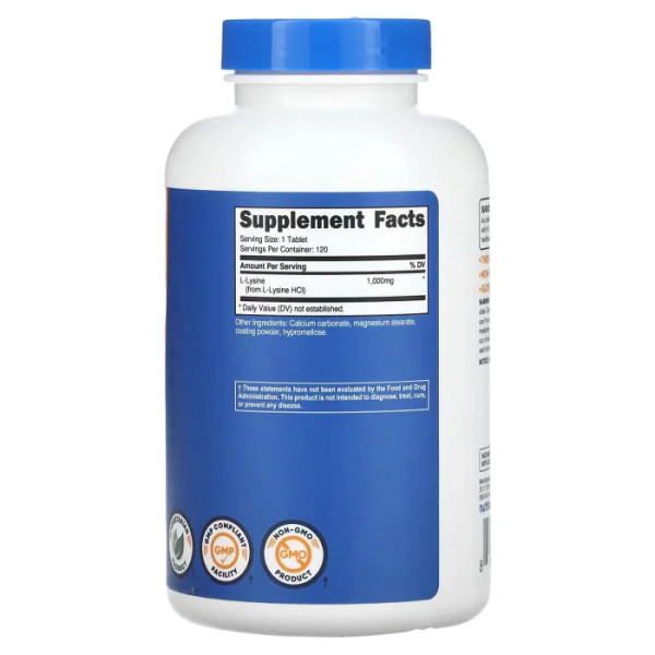 L-лізин, L-Lysine, Nutricost, 1000 мг, 120 таблеток