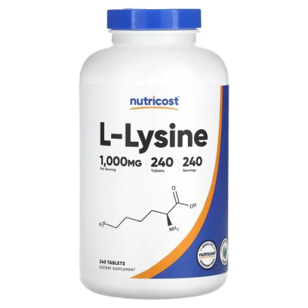 L-лізин, L-Lysine, Nutricost, 1000 мг, 240 таблеток