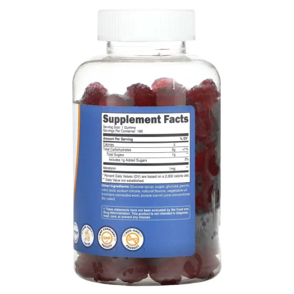 Мелатонін, Melatonin, Nutricost, зі смаком полуниці, 1 мг, 180 жувальних таблеток