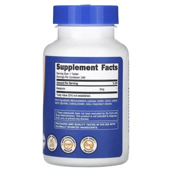 Мелатонін, Melatonin, Nutricost, 3 мг, 240 таблеток