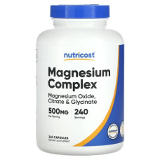 Магний комплекс 500 мг, Nutricost Magnesium Complex, 240 капсул