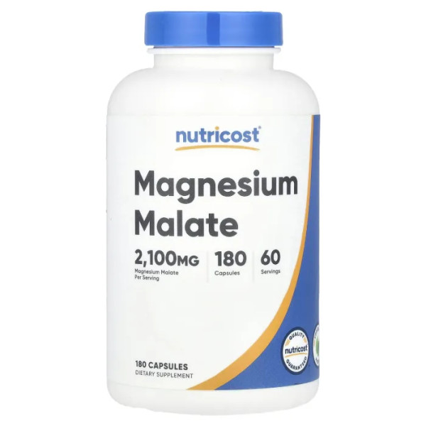 Малат магнію, Magnesium Malate, Nutricost, 2100 мг, 180 капсул (700 мг на капсулу)