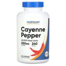 Кайєнський перець 530 мг, 40 000 одиниць, Nutricost Cayenne Pepper, 240 капсул