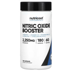 Бустер оксида азота 2250 мг, Nutricost Nitric Oxide Booster, 180 капсул (750 мг на капсулу)