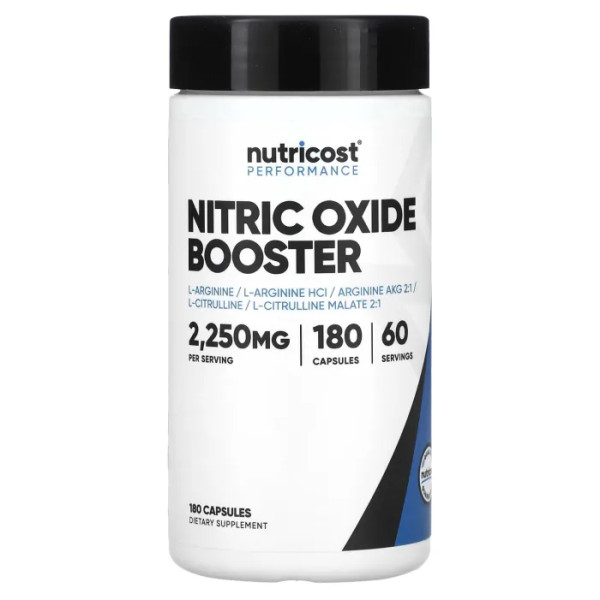 Бустер оксиду азоту, Nitric Oxide Booster, Nutricost, 2250 мг, 180 капсул (750 мг на 1 капсулі)