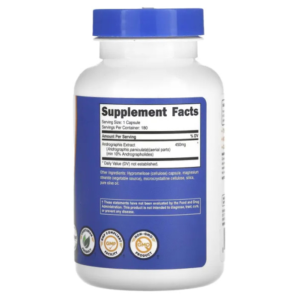 Андрографіс екстракт, Andrographis, Nutricost, 450 мг, 180 капсул