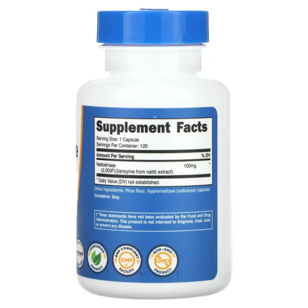 Наттокіназа, Nattokinase, Nutricost, 2,000 FU, 120 капсул