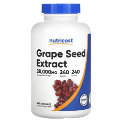 Экстракт виноградных косточек, Nutricost Grape Seed Extract, 240 капсул