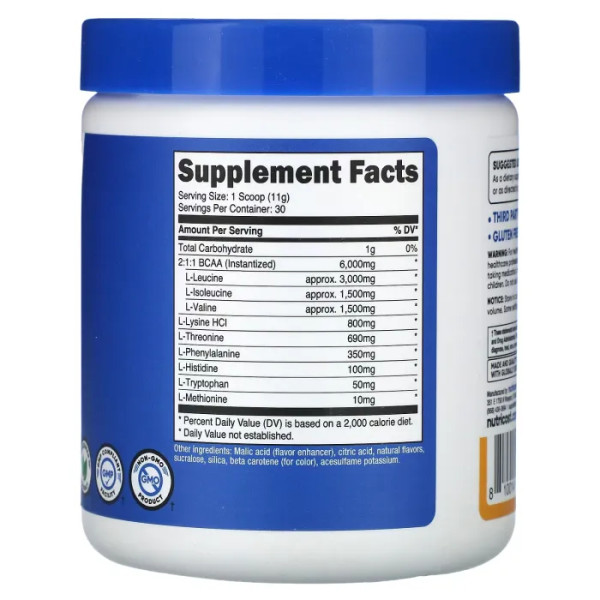 Амінокислоти POG, Essential Amino Acids (EAA), Nutricost, Performance, маракуйя, апельсин та гуава, 330 г