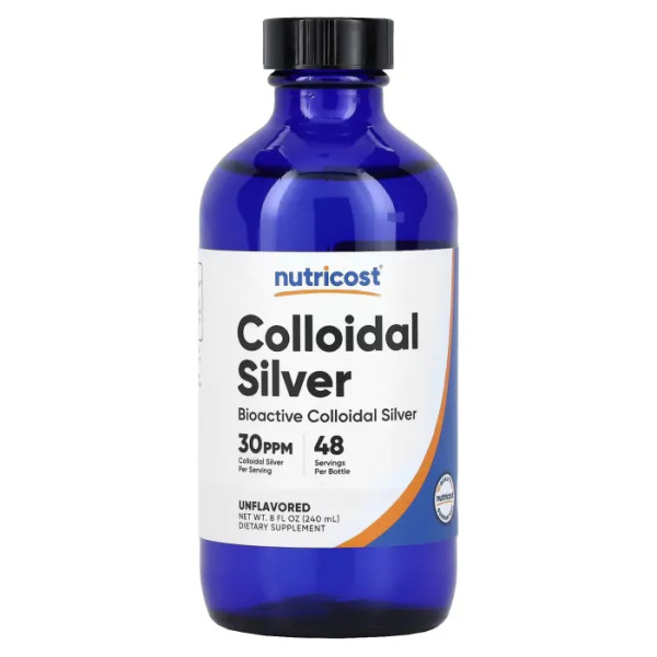 Колоїдне срібло, Colloidal Silver, Nutricost, без добавок, 240 мл