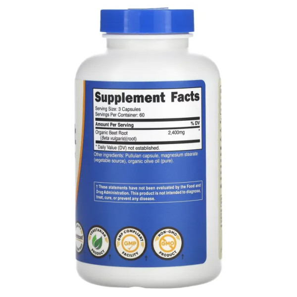 Буряк, Beet Root, Nutricost, 2400 мг, 180 капсул (800 мг на 1 капсулу)