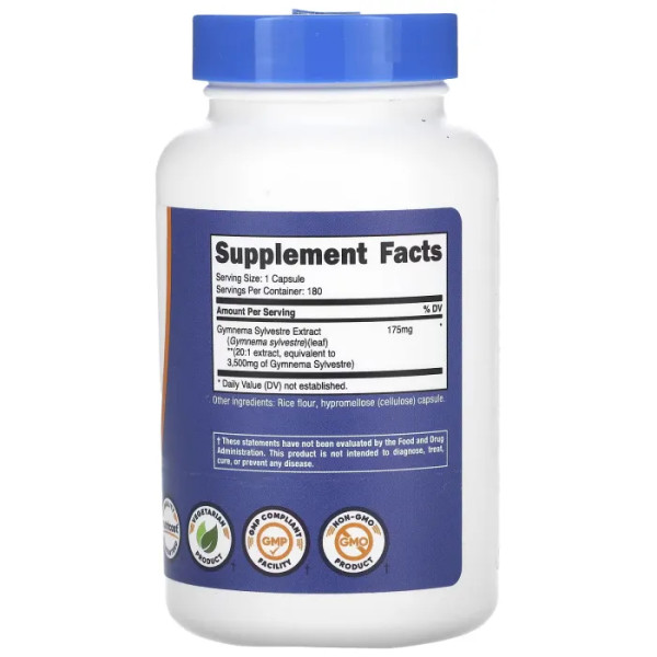 Джимнема Сільвестра, Gymnema Sylvestre, Nutricost, 3500 мг, 180 капсул