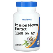 Пасифлора 1500 мг, Passion Flower Nutricost, екстракт, 120 капсул