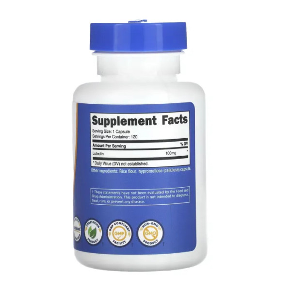 Лютеолін, Luteolin, Nutricost, 100 мг, 120 капсул