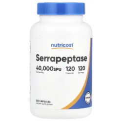 Серрапептаза 40000 SPU, Serrapeptase Nutricost, 120 капсул