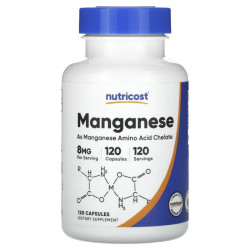 Марганец 8 мг, Nutricost Manganese, 120 капсул